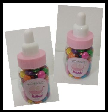 Mini Mamadeira rosa com confete